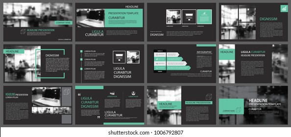 Green and black element for slide infographic on background. Presentation template. Use for business annual report, flyer, corporate marketing, leaflet, advertising, brochure, modern style. 