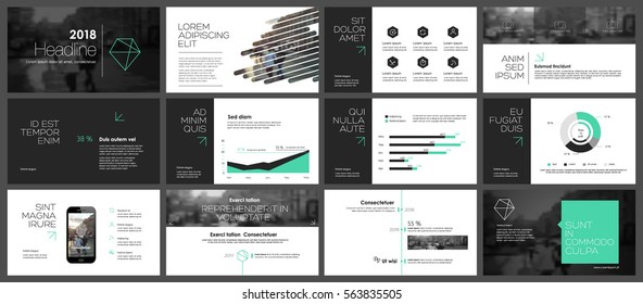 Green   black elements for infographics white background  Presentation templates  Use in presentation  flyer   leaflet  corporate report  marketing  advertising  annual report  banner 