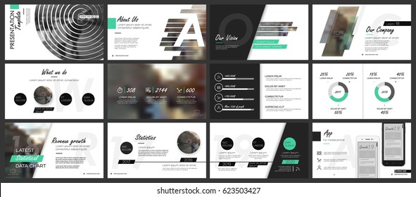 Green and black elements for infographics on a white background. Presentation templates. Use in presentation, flyer and leaflet, corporate report, marketing, advertising, annual report, banner.