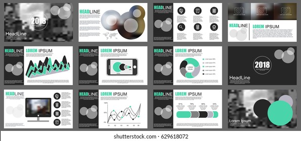 Green and black elements for infographics on white background. Presentation templates. Can be used for presentation, flyer and leaflet, corporate report, marketing, advertising, annual report, banner.