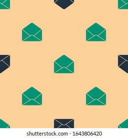 Grün und Schwarz Umschlag Symbol einzeln auf beigem Hintergrund. E-Mail-Nachrichtenbriefsymbol. Vektorillustration-Illustration