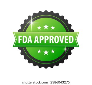 Green and Black FDA Approved Seal Illustration with Stars and Shine