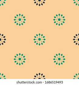 Icono de Firework verde y negro aislado sin fisuras en el fondo beige. Concepto de fiesta divertida. Símbolo pirotécnico explosivo. Ilustración vectorial
