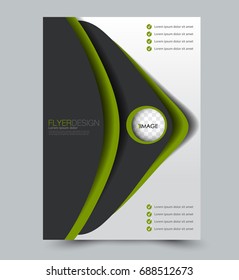 Green and black flyer vector design template set. Business brochure. Annual report or magazine cover.