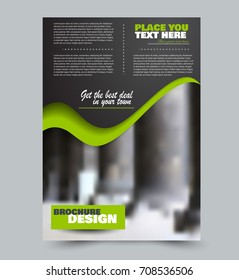 Green and black flyer vector design template set. Business brochure. Annual report or magazine cover. 
