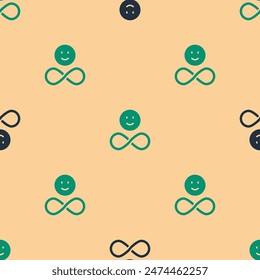 Green and black Friends forever icon isolated seamless pattern on beige background. Everlasting friendship concept.  Vector