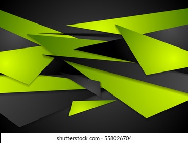 Green and black geometric abstract background. Vector tech illustration