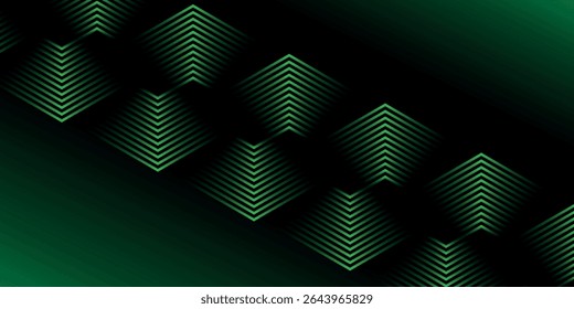 Hexágono geométrico verde y negro con fondo degradado verde. EPS 10