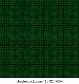 Green and black glen check pattern. Stylish hounds tooth checkered design.