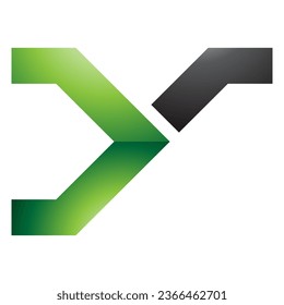 Icono de la letra Y del interruptor de carril brillante verde y negro sobre fondo blanco