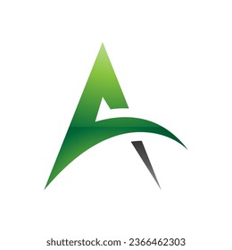 Green and Black Glossy Spiky Arch Shaped Letter A Icon on a White Background