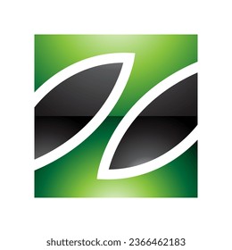 Green and Black Glossy Square Shaped Letter Z Icon on a White Background