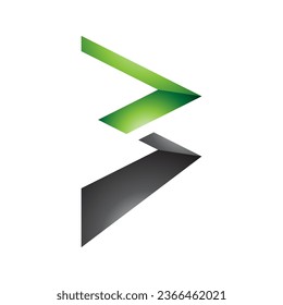 Green and Black Glossy Zigzag Shaped Letter B Icon on a White Background