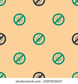 Green and black Gluten free grain icon isolated Green and black background. No wheat sign. Food intolerance symbols.  Vector