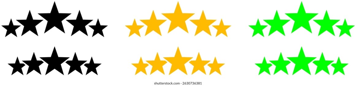 Green black and golden five stars rating review vector illustration.