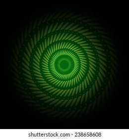 Green and black gradient Circle lace ornament, round vector pattern