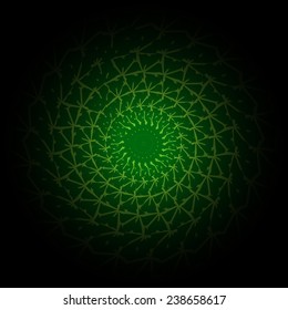 Green and black gradient Circle lace ornament, round vector pattern