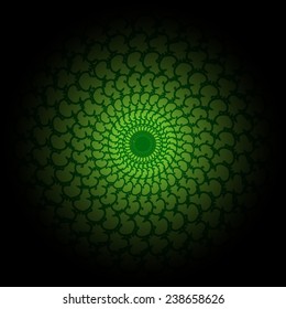 Green and black gradient Circle lace ornament, round vector pattern
