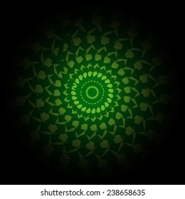 Green and black gradient Circle lace ornament, round vector pattern