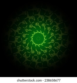 Green and black gradient Circle lace ornament, round vector pattern