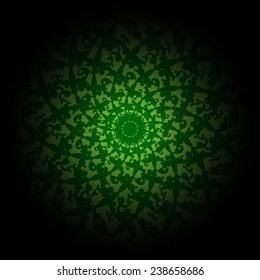 Green and black gradient Circle lace ornament, round vector pattern
