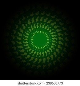 Green and black gradient Circle lace ornament, round vector pattern