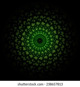 Green black gradient vector ornamental round lace with damask and arabesque elements.