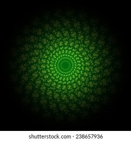 Green black gradient vector ornamental round lace with damask and arabesque elements.