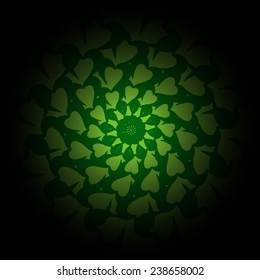 Green black gradient vector ornamental round lace with damask and arabesque elements.