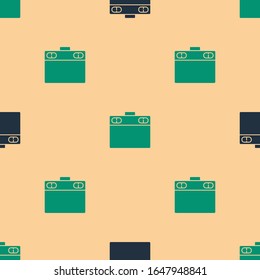 Green and black Graphic tablet icon isolated seamless pattern on beige background.  Vector Illustration