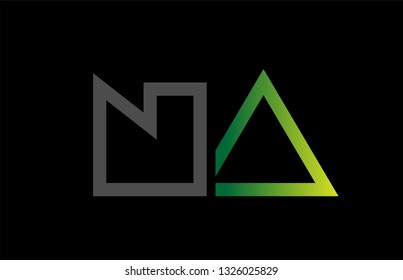 green black grey alphabet letter logo combination na n a design suitable for a company or business