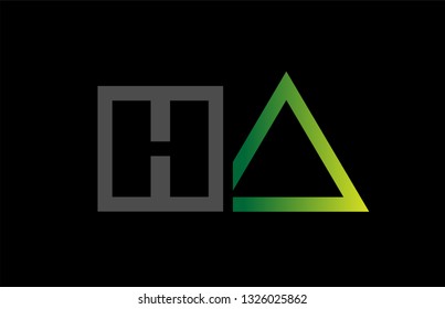 green black grey alphabet letter logo combination ha h a design suitable for a company or business