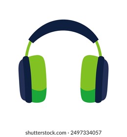 Green black headphones vector illustration, black green headset clip art, blue headphone icon clipart image