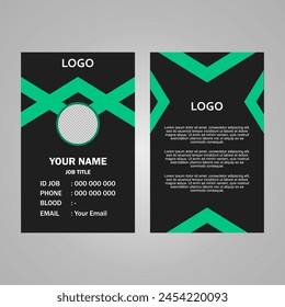 Green and black ID card template design for company employees.