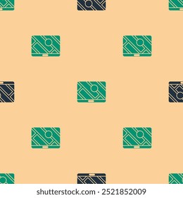 Green and black Infographic of city map navigation icon isolated seamless pattern on beige background. Mobile App Interface concept design. Geolacation concept.  Vector Illustration