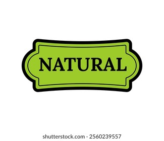 Green and black label featuring an organic leaf and ribbon design, perfect for promoting safe, eco friendly, and healthy food products in a minimalist style.