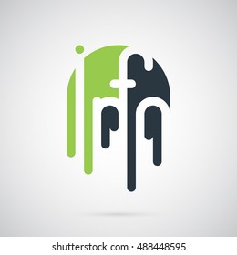 Green and black leaking liquid form the word "info" logo template. Abstract "info" sign design. Creative and modern symbol for company identity, advertising, poster, leaflet, banner, web and flyer.