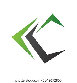 Green and Black Letter C Icon with Pointy Tips on a White Background