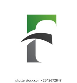 Green and Black Letter F Icon with Pointy Tips on a White Background