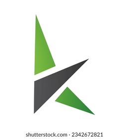 Green and Black Letter K Icon with Triangles on a White Background