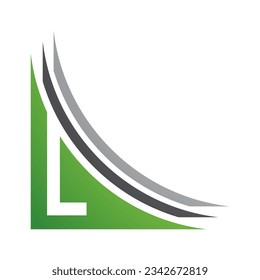 Green and Black Letter L Icon with Layers on a White Background