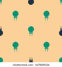 Grün und Schwarz Leuchtdioden-Symbol einzeln auf beigem Hintergrund. Halbleiterdioden-elektrische Komponente Vektorillustration-Illustration