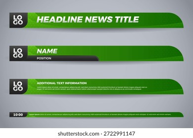 Green and Black Lower Third News Graphics with Logo and Text Layout for Broadcast Media