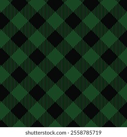 Green black Lumberjack buffalo plaid seamless pattern