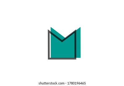 green black M line alphabet letter logo icon for company. Simple line design for corporate and business