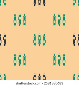 Green and black Marker pen icon isolated seamless pattern on beige background. Felt-tip pen.  Vector