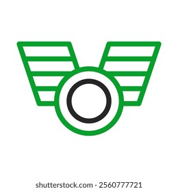 Green and black medal icon. Concept of achievement, award, and victory.