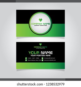 Green and black modern creative business card and name card,horizontal simple clean template vector design