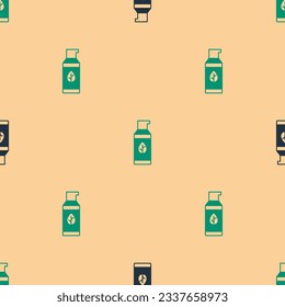 Green and black Organic cosmetic icon isolated Green and black background. Body care products.  Vector