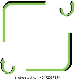 Green and black outlined arrows in a square shape, ideal for corporate presentations, digital marketing materials, educational content, and infographics.